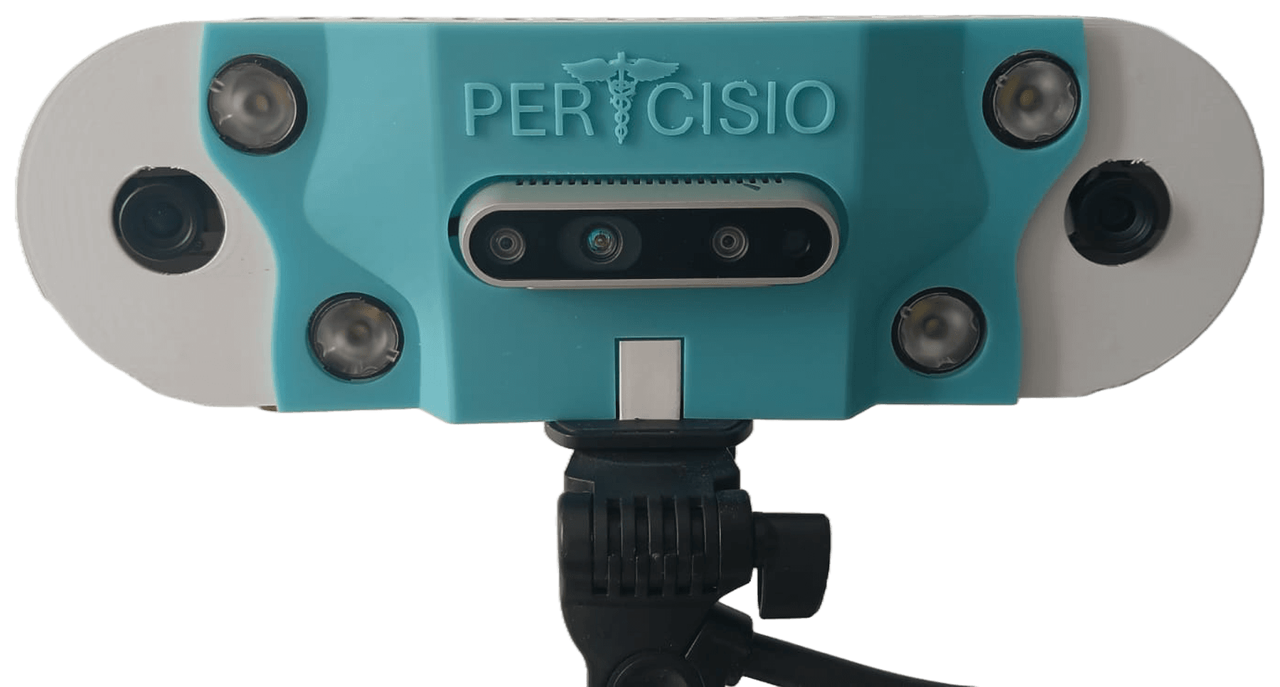 The Percisio holographic surgical navigation device mounted on its tripod stand